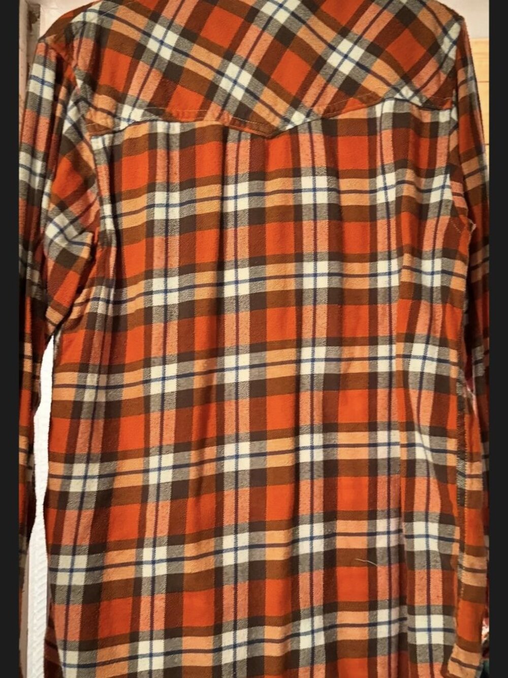 KAVU Men's Long-Sleeve Western Flannel Shirt Orange Plaid
